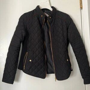 Love Tree Quilted Jacket - Black - S
